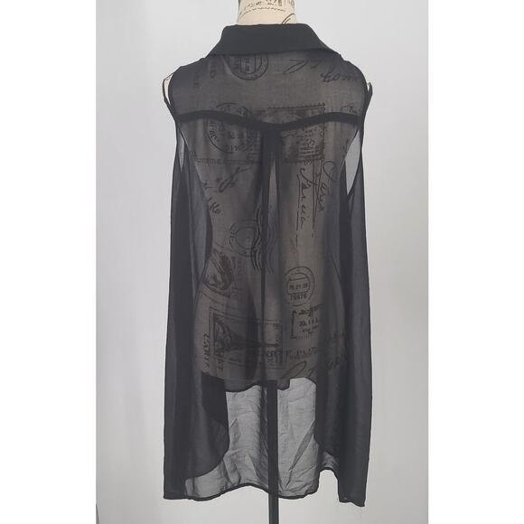 BCBG ladies sheer tunic black Size XL Swim cover up dress Matrix Minimalist Goth - Picture 2 of 8